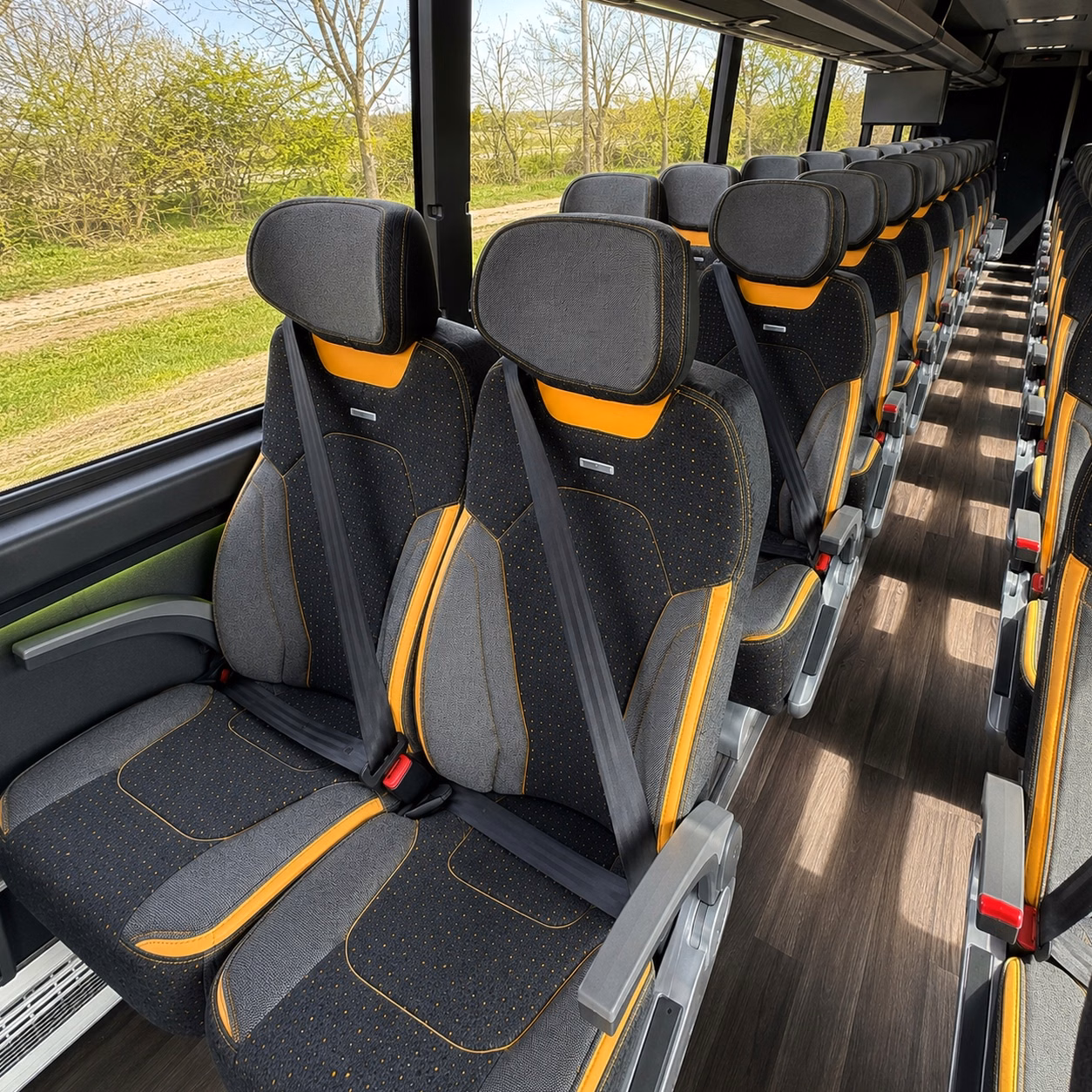56 passenger charter bus interior